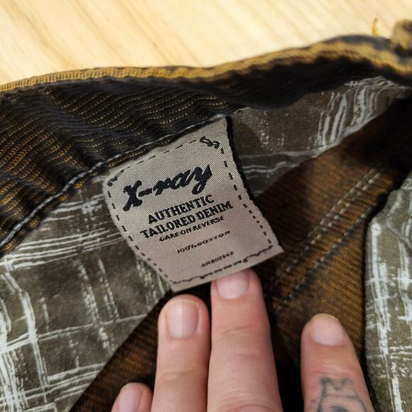 Vintage Y2K X-ray Denim Corderoy Straight Leg/Wide Pocket Button Detail 32 - Picture 5 of 13